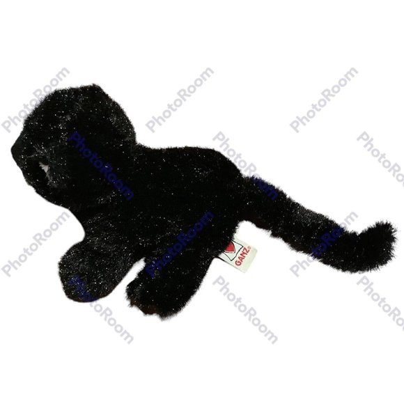 Gantz Webkinz Shimmery Black Cat Green Eyes Long Tail Soft Plush Stuffed Animal - Picture 7 of 12